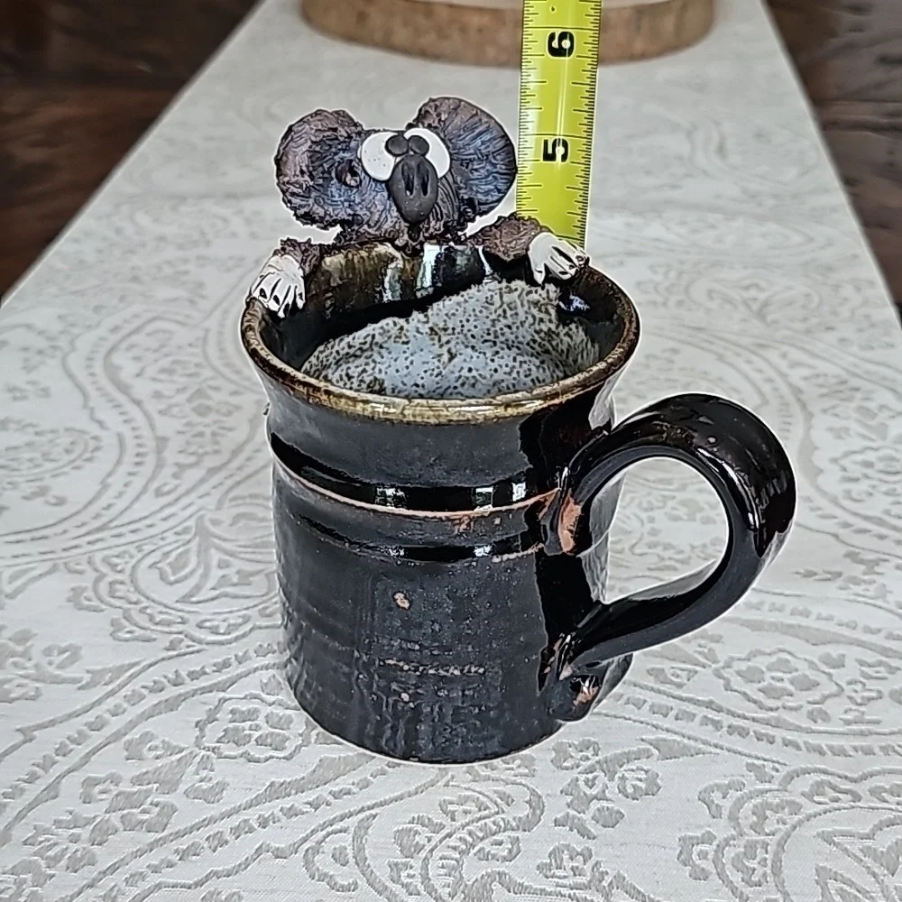 Nica Handcrafted & Signed Brown 3D Koala Ceramic Mug